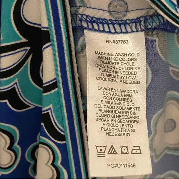 Laundry By Design dress 3/4 length bell sleeves mod style shades of blue - Picture 5 of 7